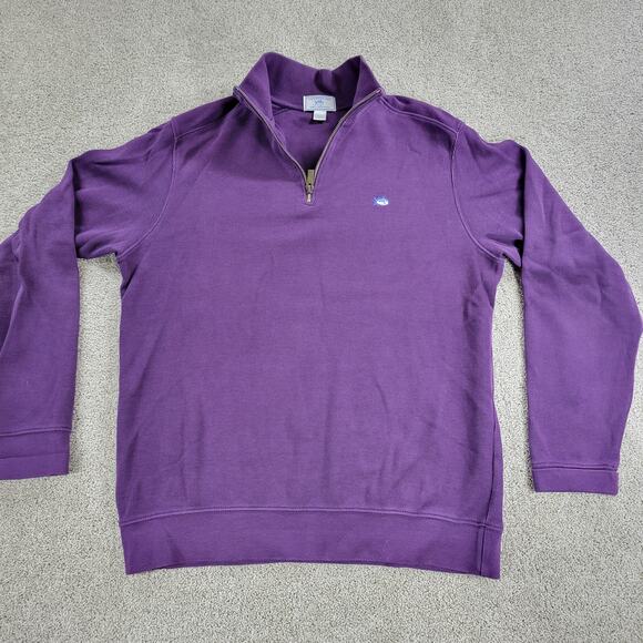 Southern Tide The Skip Jack Sweater Mens M Purple Ribbed Knit 1/4 Zip Logo - Picture 9 of 15